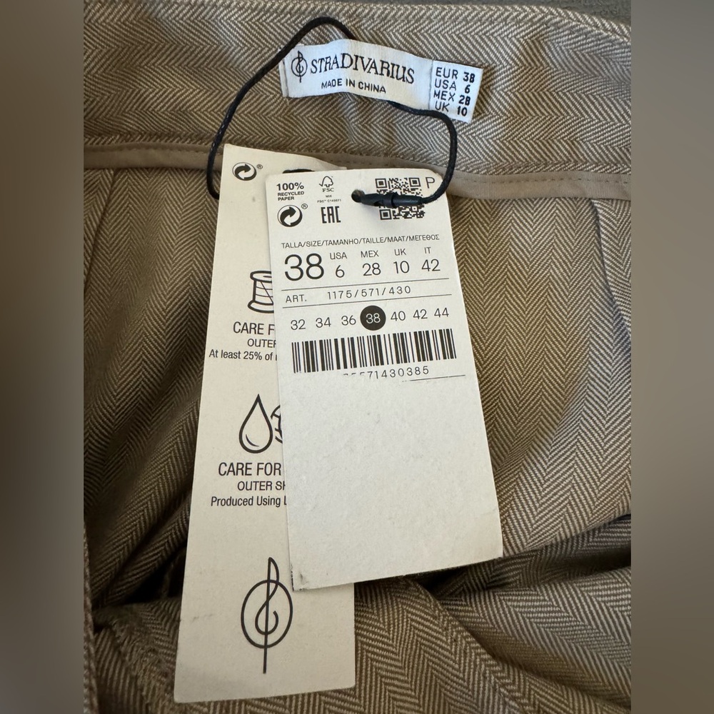 Stradivarius Women's Beige Trousers, Size 6, New With Tags - Picture 10 of 11